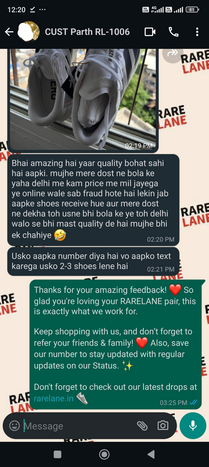 Customer message from First name + initial