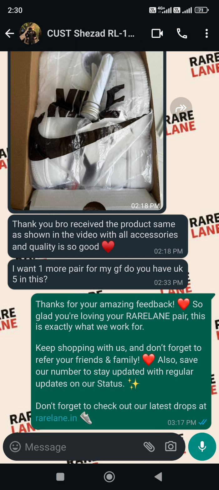 Customer message from First name + initial