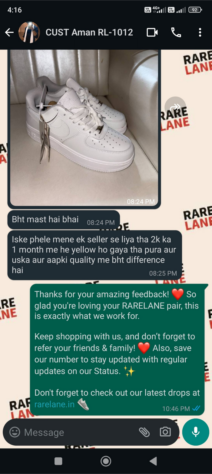 Customer message from First name + initial