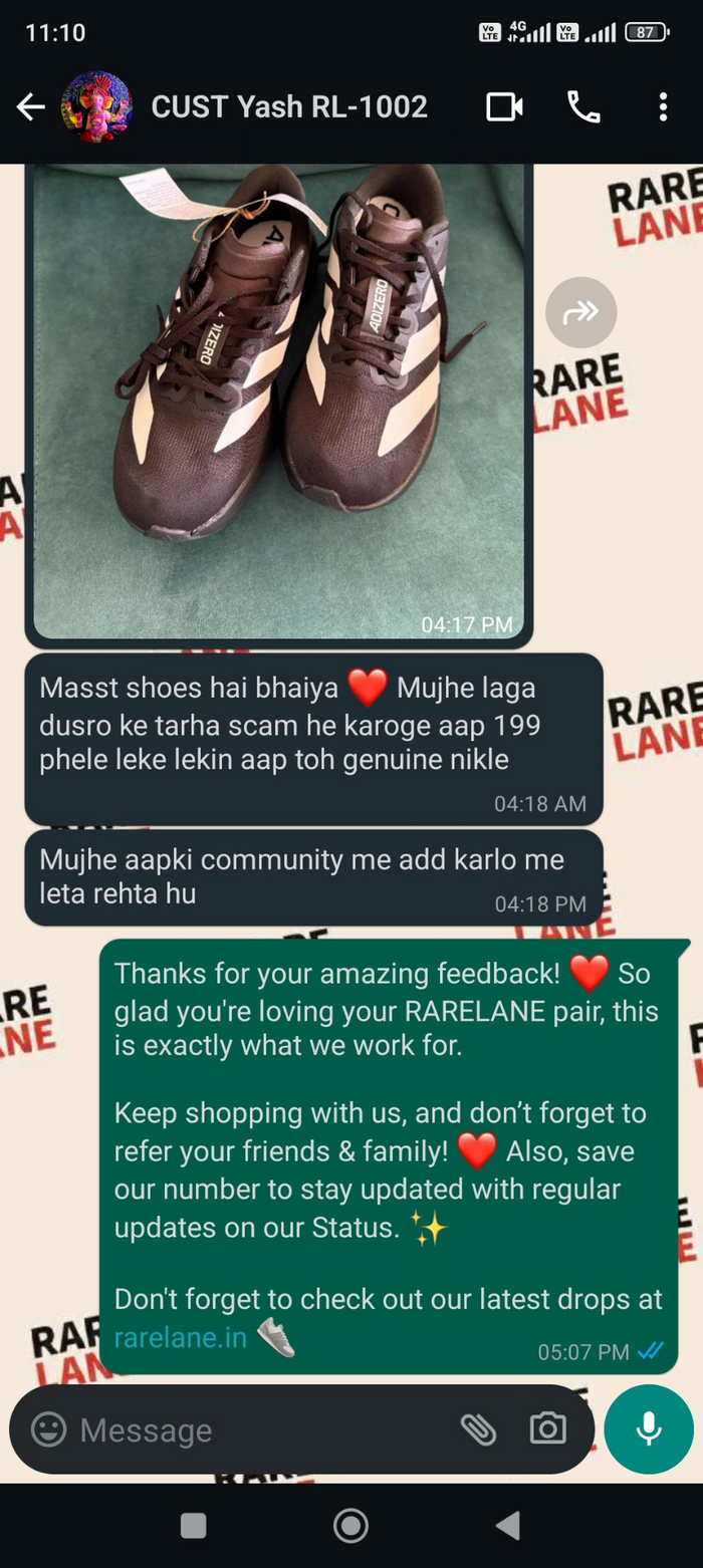 Customer message from First name + initial