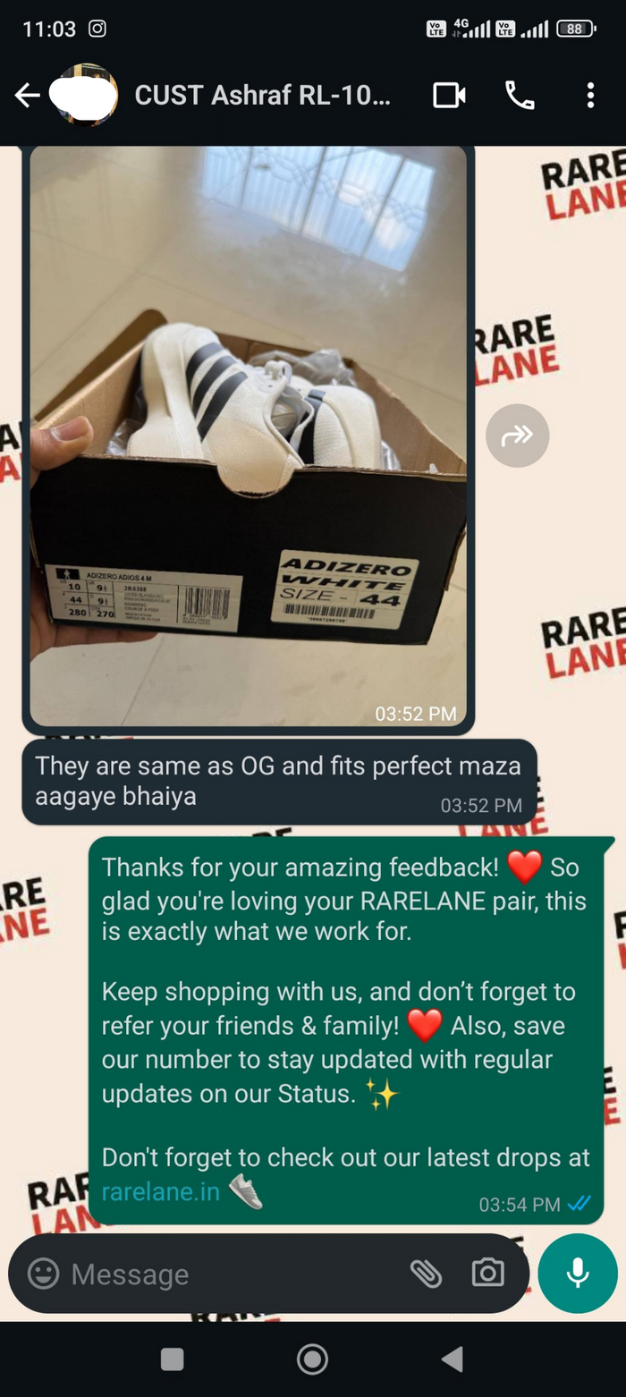 Customer message from 