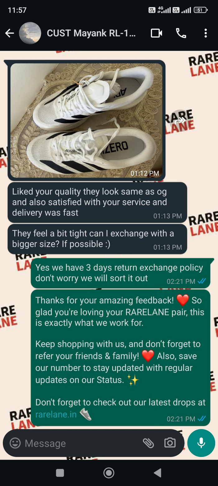 Customer message from First name + initial